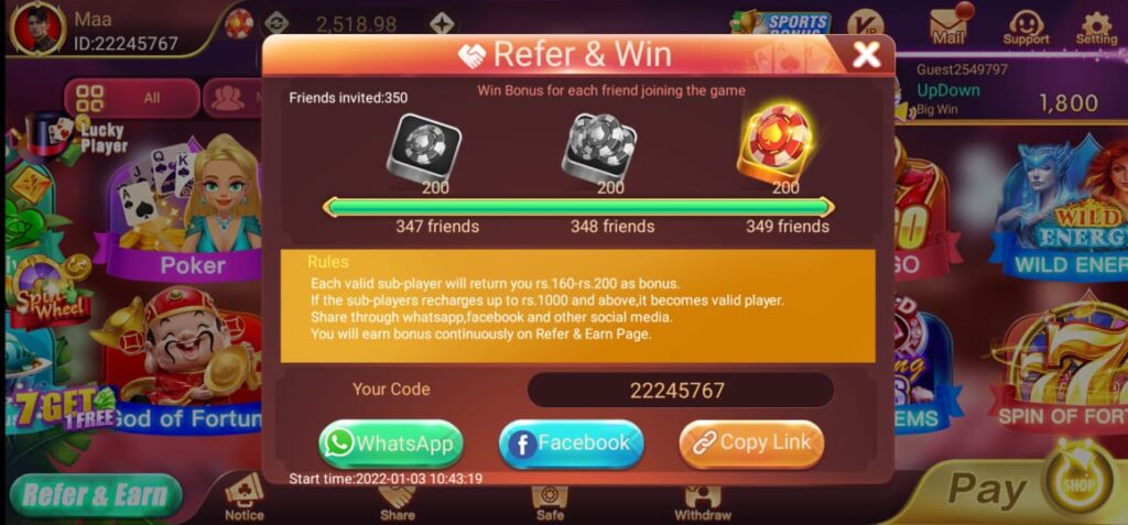 Teen Patti Master Refer & Earn
